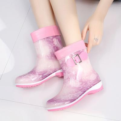 Botas de Lluvia de Terciopelo Plus para Mujer Botines de Plataforma de 3 cm Zapatos de Lluvia Botas para Mujer Impermeables Trabajo Moda Lindo Caramelo Botas de Lluvia