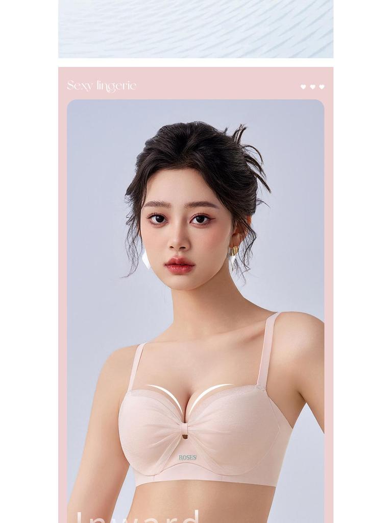 Women's Push-Up Bra: Wire-Free, Side Support, Thickened for Small Chest, Enhances Size, Prevents Sagging