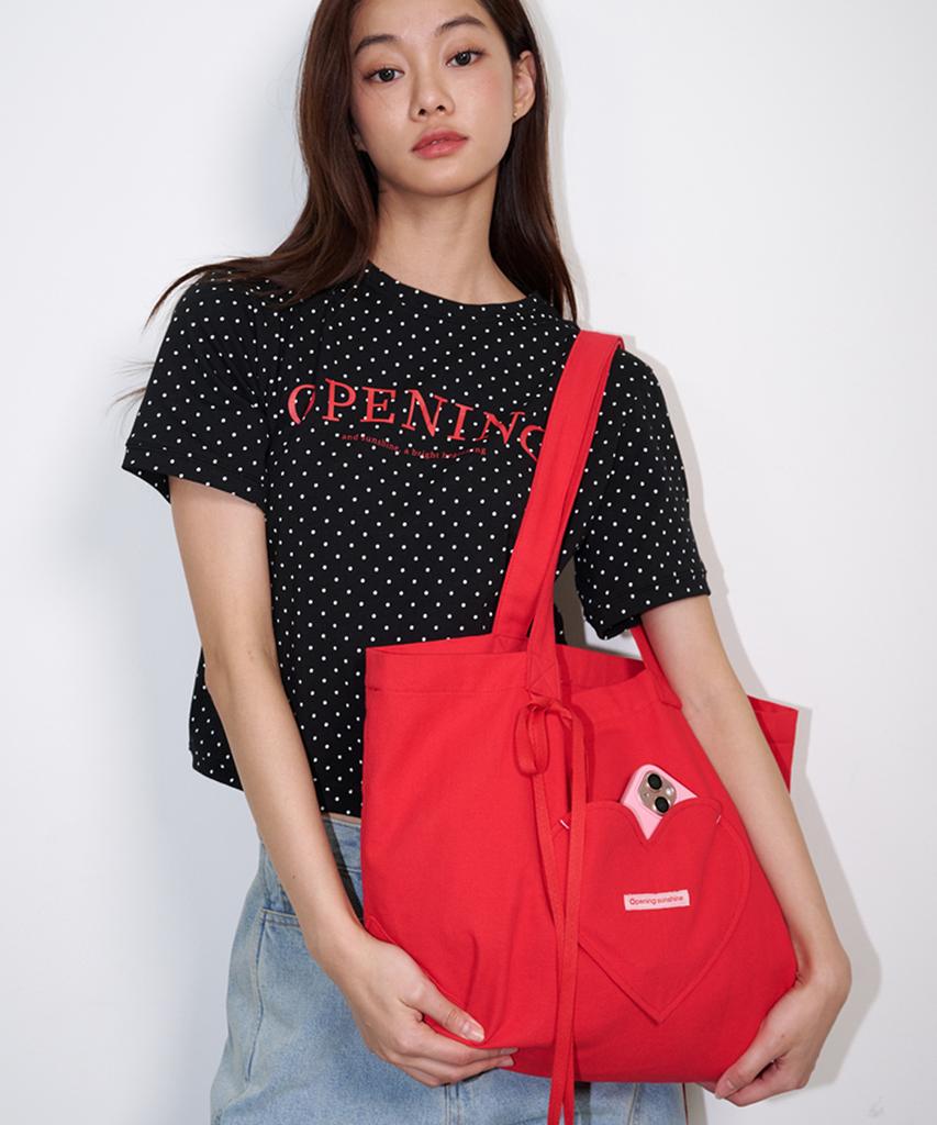 Opening Sunshine Heart Pocket Big Eco Bag Red