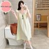 Women's Summer Sweet Princess Cloud Cotton Camisole Pajamas with Built-in Bra, Plus Size Long Nightgown for Homewear