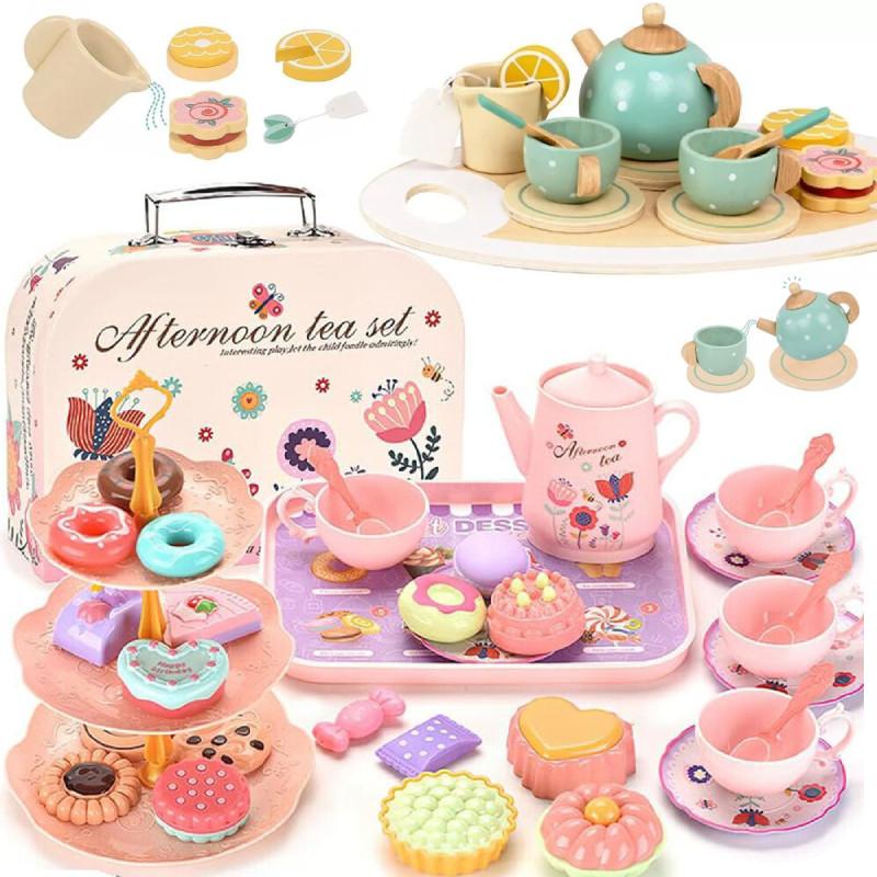 Children's Wooden Ice Cream Shop Pretend Play Dessert Set With Realistic Tea Accessories
