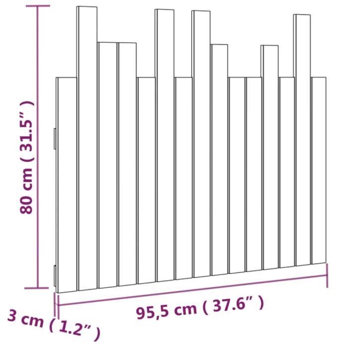 VidaXL Tête de lit murale Marron miel 95,5x3x80 cm Bois massif de pin 824786