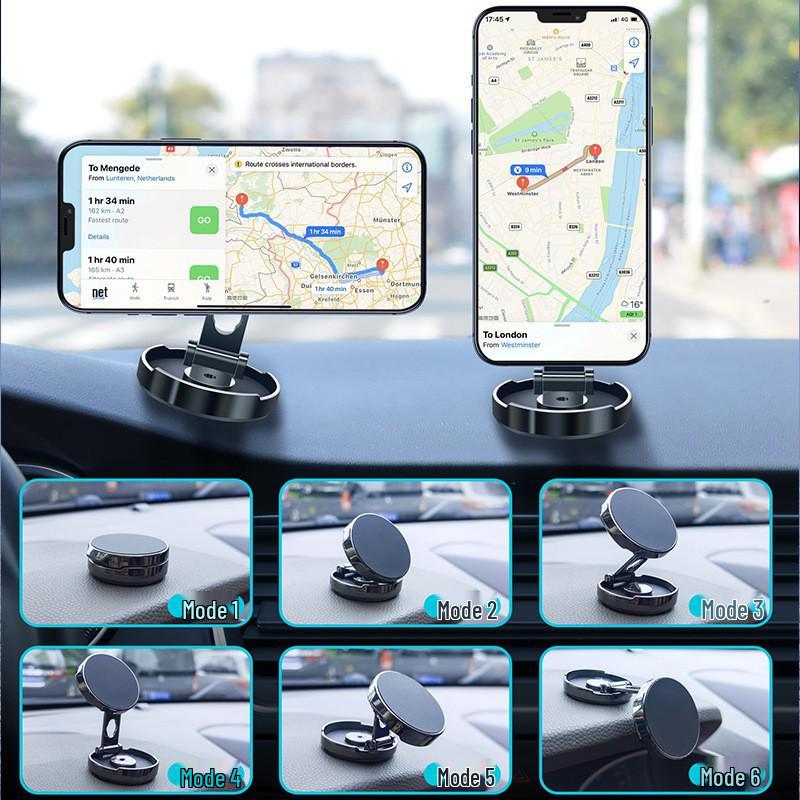 360° Foldable Car Magnetic Phone Holder - Strong Metal Mount for Navigation