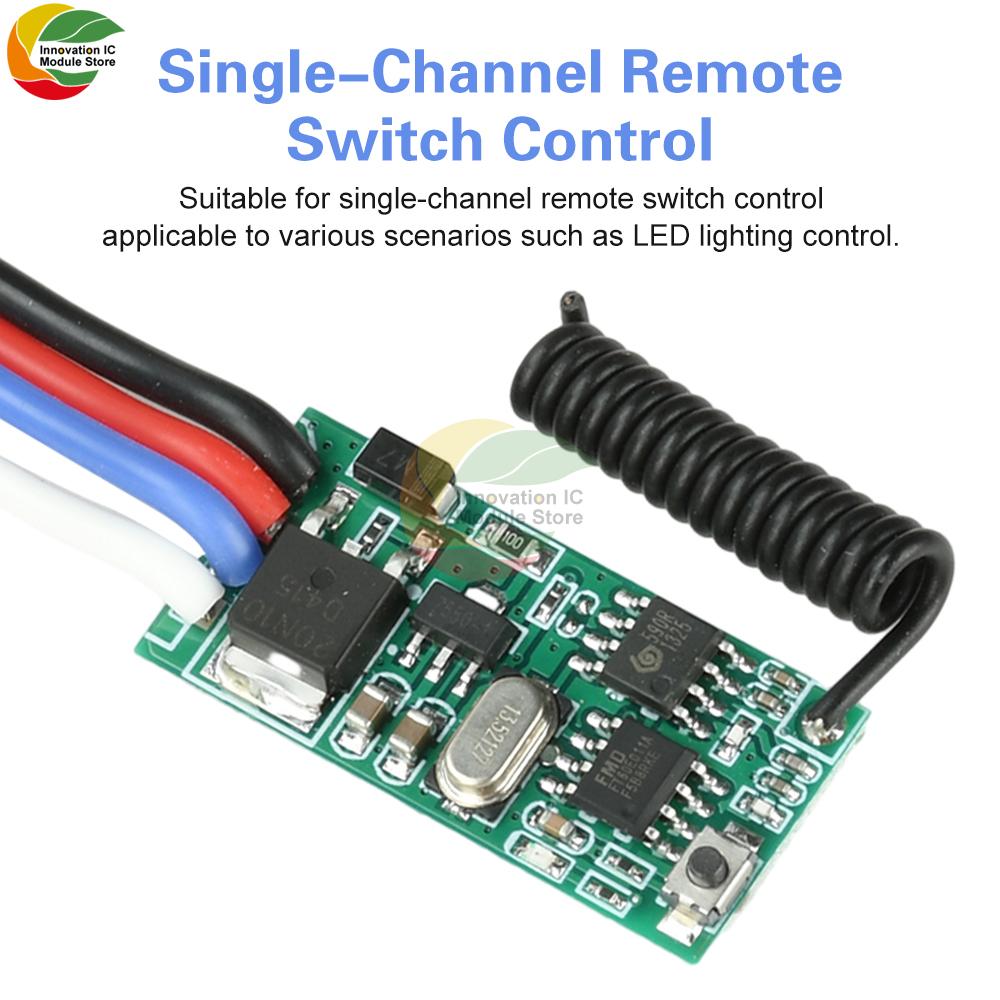 DC 3.6V-24V 2A Mini Remote Switch 12V 24V Mini Receiver LED Access Control Single-Channel Remote Switch 433MHz