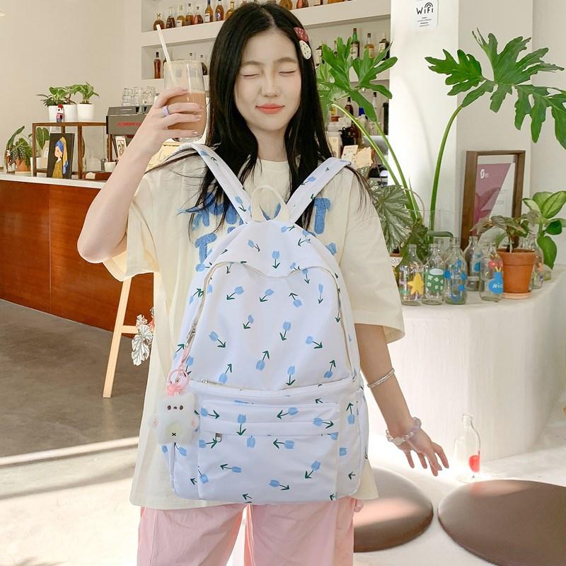 Japanese Floral Soft Girl Sweet Girl Backpack Female Korean Version Schoolbag Ins Niche Style Junior High School Class Backpack