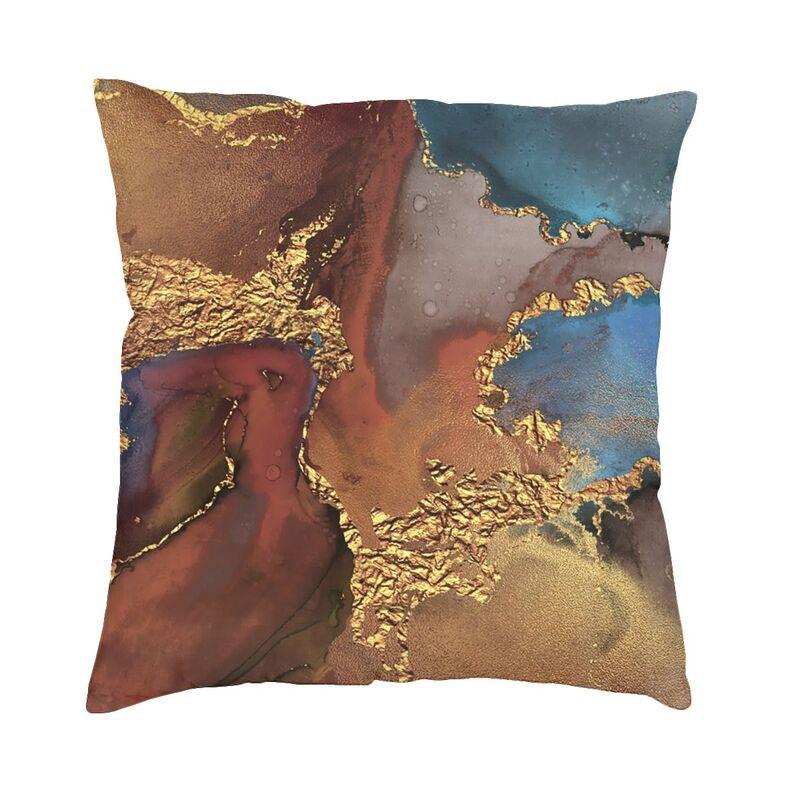 Teal And Gold Agate Texture Cushion Cover Sofa Home Decor Marble Geometric Square Throw Pillow Cover 40x40cm 30x30cm 12x12in