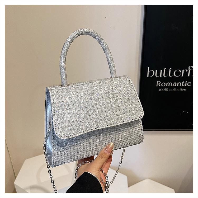 

Модное Блестящее Тренд Повседневное Простое Платье Ужин Цепочка Маленькая Квадратная Сумочка серебряный