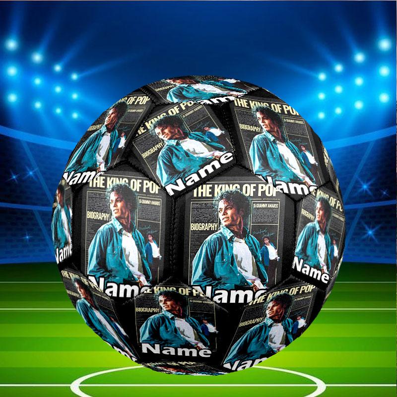 Custom Name Personalized Michael Jackson Print Size 5 Soccer Ball Training & Match Football, for Team, Kicking, Gift for Football Enthusiasts