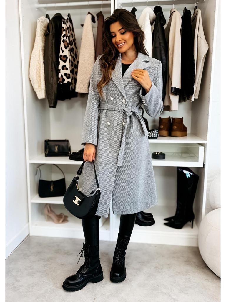 Women's 2024 Winter Fashion Double-Breasted Tie Wool Coat