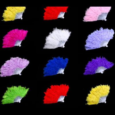 9 colori nuovo costume matrimonio showgirl danza pieghevole ventaglio di piume a mano fantasia