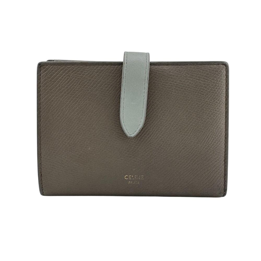 CELINE Compact wallet Calfskin Medium strap wallet Bifold Wallet Gurege Calfskin Women Used