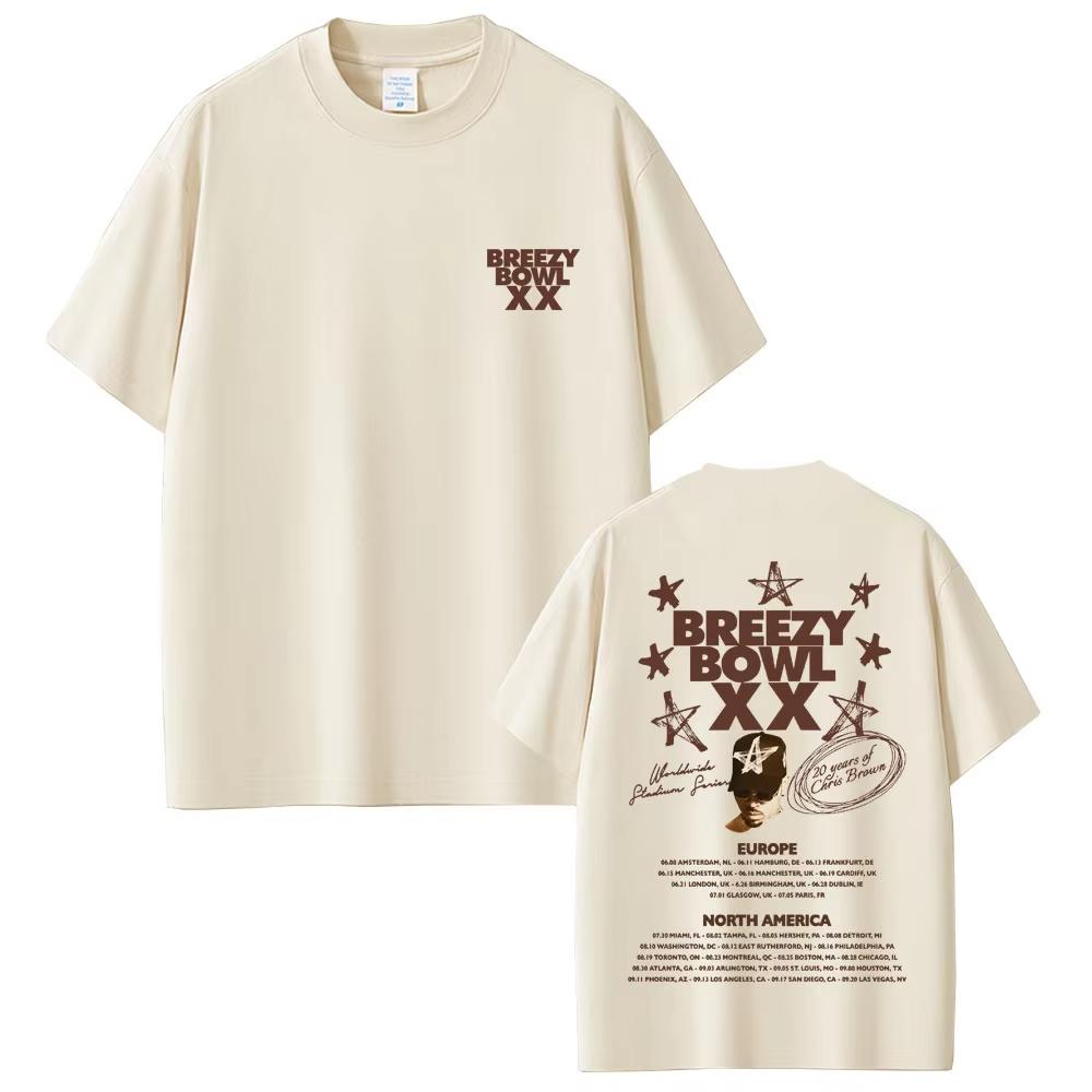 Summer Fashion Trendy Tee Men Women Vintage Top Rapper Chris Brown Breezy Bowl XX Tour 2026 Graphic T-shirt Cott0on Casual Tshirts