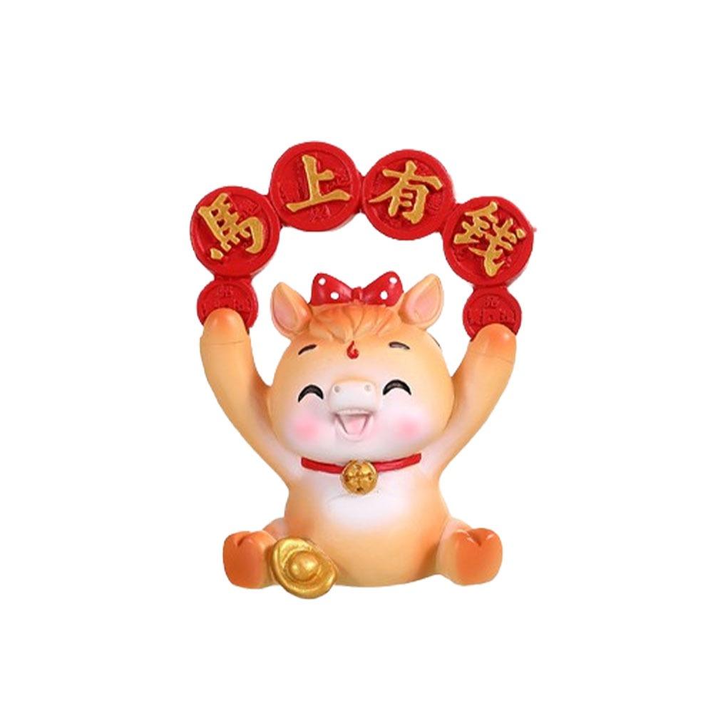 Cute 2026 Horse Year Mascot Resin Horse Figures Ornament Funny Horse Statue  Chinese New Year