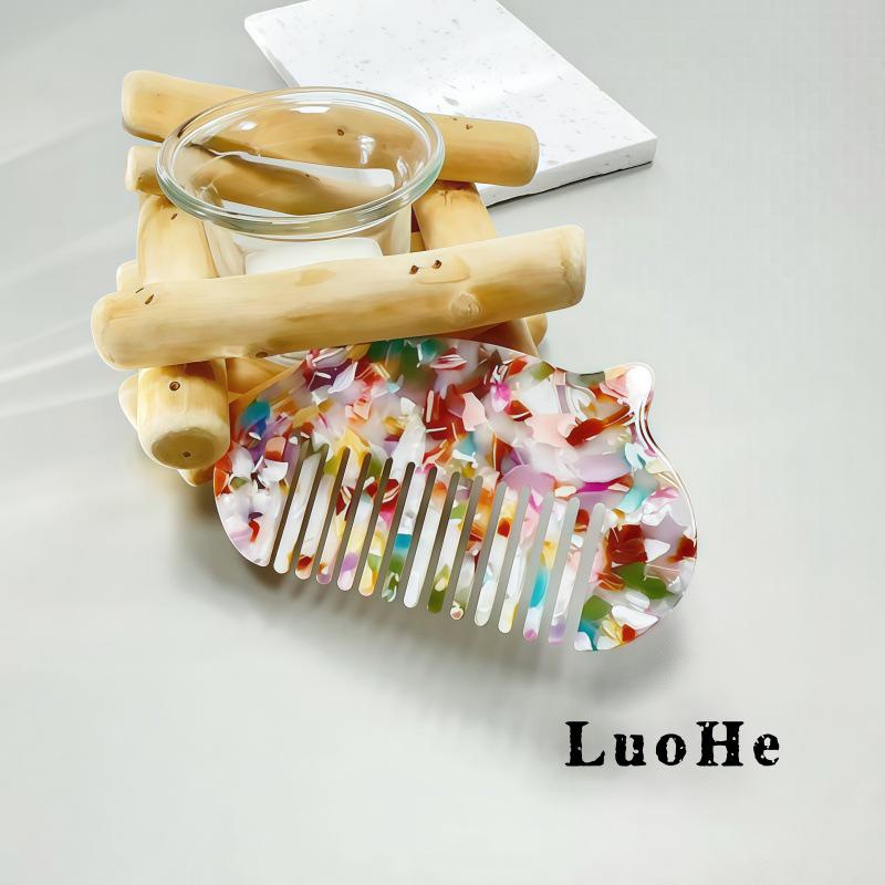 Colorful Cat Ear Portable Hairbrush for Girls - Simple Acetate Comb