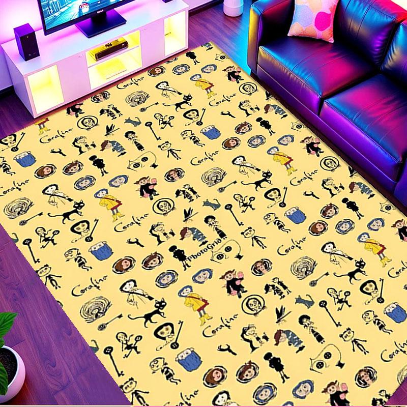 Coraline Print Rug, Washable Floor Carpet, For Entryway Dorm Laundry Room Office Study, Home Decor Birthday Christmas Gift