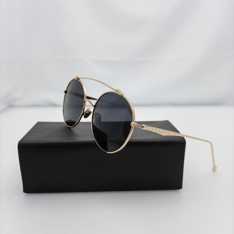 Retro Double Bridges Sunglasses  Men Luxury Brand Designer High Quality Metal Sun Glasses Fashion Women Round Glasses Uv400