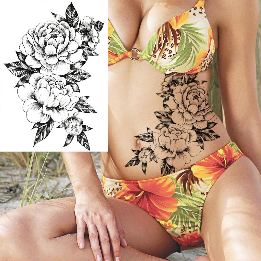 Hochwertige temporäre Rosen-Tattoos für Arm und Wade – Europäischer & Amerikanischer Stil