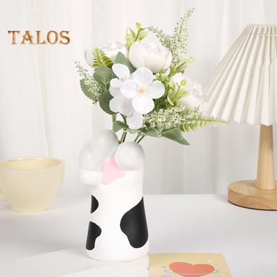 Vaso Zampa di Gatto Ornamento da Tavolo in Resina Fioriera a Zampa di Gatto Portapenne Portafiori per Tavolo da Pranzo di Casa Scrivania Libreria Decorazione
