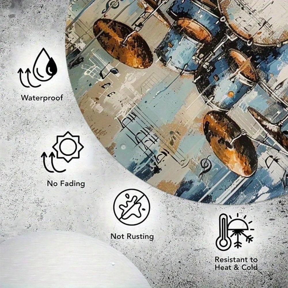 8x8 Inch Drum Set Tin Sign Vintage Metal Wall Decor Weatherproof for Garage Man Cave Bar