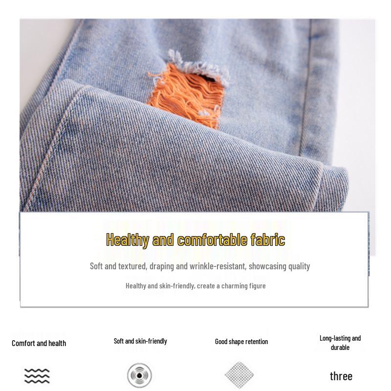 Girls' Casual Loose-Fit Jeans - Spring/Autumn Fashion for Kids