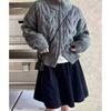 Lazy twist zipper sweater jacket autumn and winter women's small lapel short design knitted cardigan top