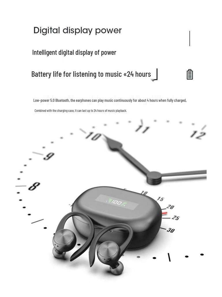 Ear-hook Type-C Wireless Bluetooth Earphones with High-Fidelity, Long Battery Life, and Compact Design for Running