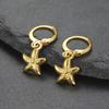 Starfish Stainless Steel Earrings for Women Ocean Beach Shell Sun Hoop Earrings Summer Sea Holiday Jewelry for Couple Lover Gift