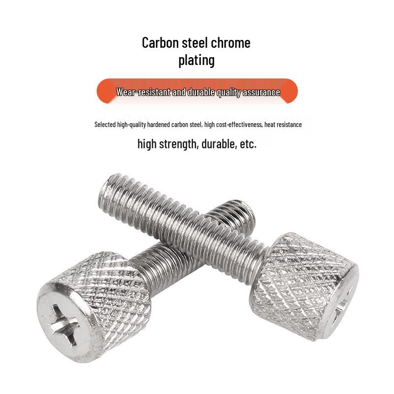 Chrome-Plated Knurled Cross-Head Thumbscrew, Iron Flat Head, M5 Bolt Screw, Large/Small Cap Options