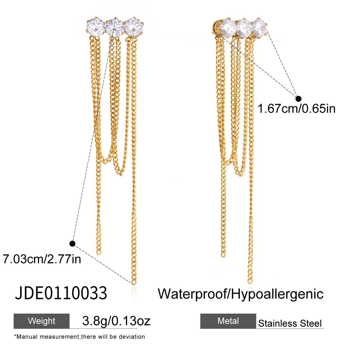 Youthway Delicate Zircon Crystal Earrings For Women Minimalist 18K Gold PVD Plated Stainless Steel Long Tassel Earrings Jewelry