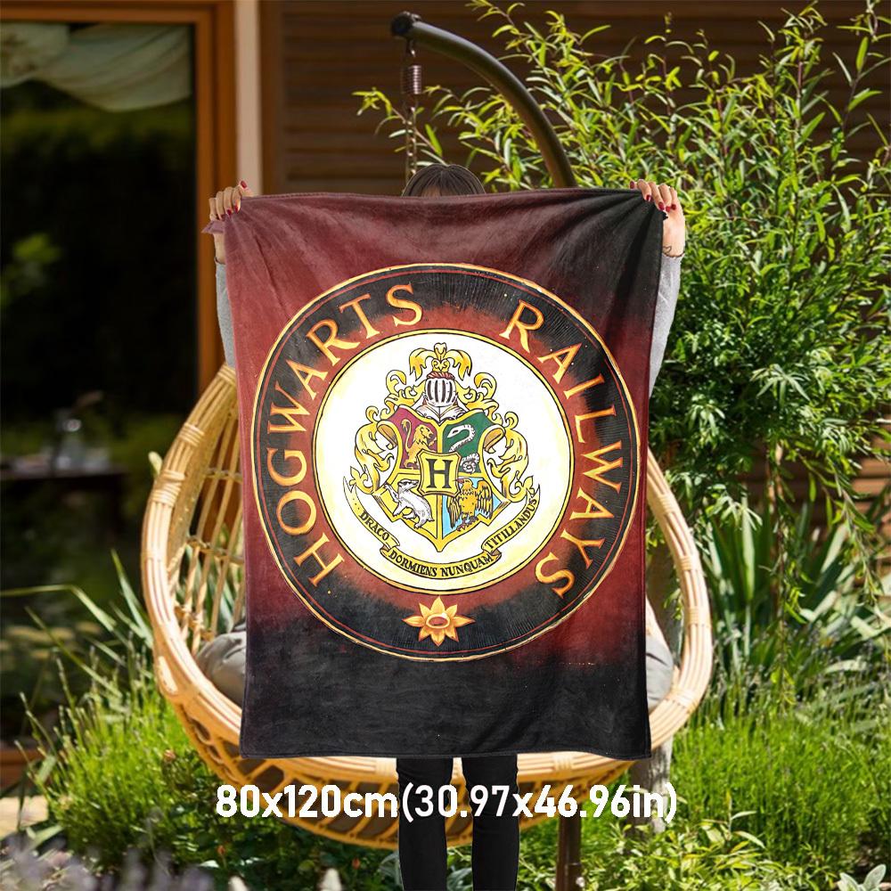 1pc Hogwarts Railways Coat of Arms Crest Outdoor Flannel Throw Blanket All Season Soft Warmth,Home Decor 1031253