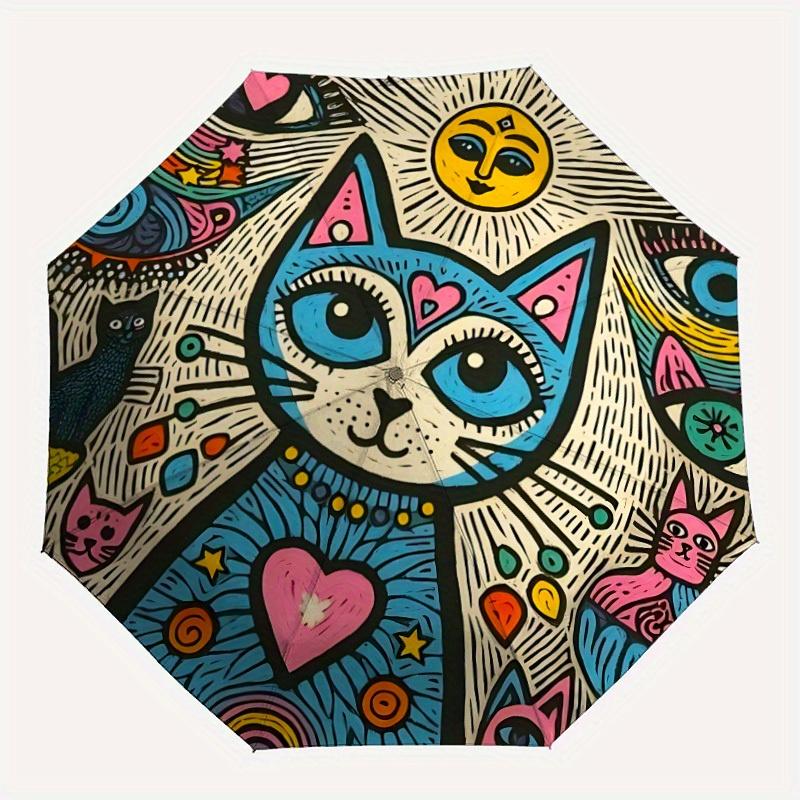 

1pc Cat Mandala Automatic Open/close Folding Umbrella, Compact Portable Travel Umbrella, Perfect Birthday/Christmas yy250807135