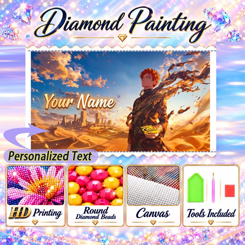 Personalized Gaara Naruto Diamond Art Custom Name 5D Diamond Painting Full Drill DIY Craft