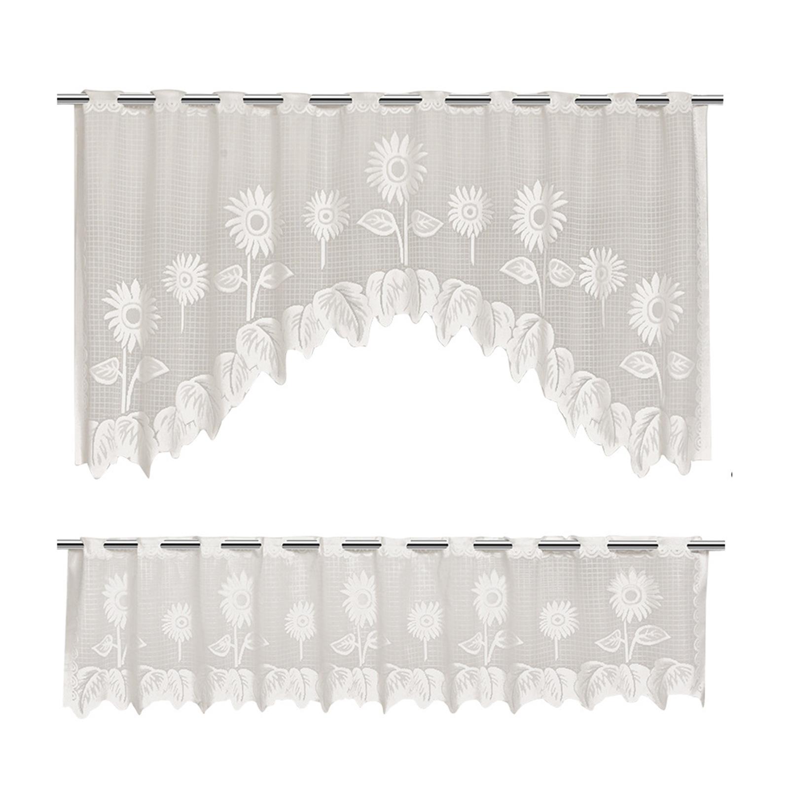 Half Sheer Lace Curtains Set of 2 Delicate Light Diffusions Window Treatments For Daily Use