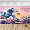 Ocean Wave Tapestry Japanese Kanagawa Backdrop, 72.8 X 43.3 Inch
