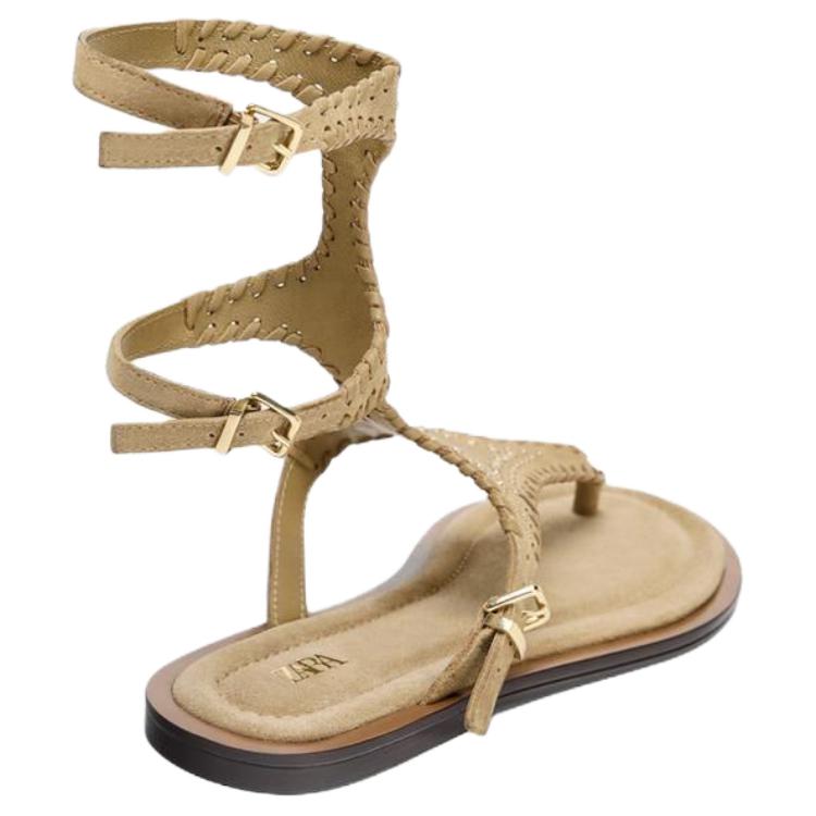Zara Comode Sandali Romani Vintage Sandali Donna Marrone Sabbia 2601610107
