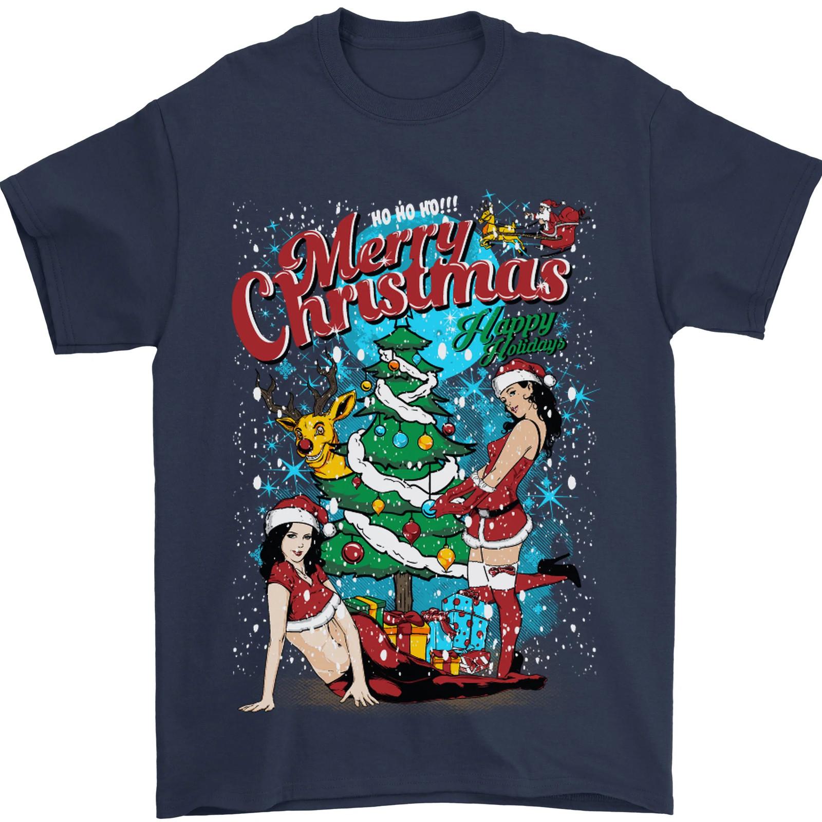 Sexy Merry Christmas Funny christmas Mens T-Shirt 100% Cotton S