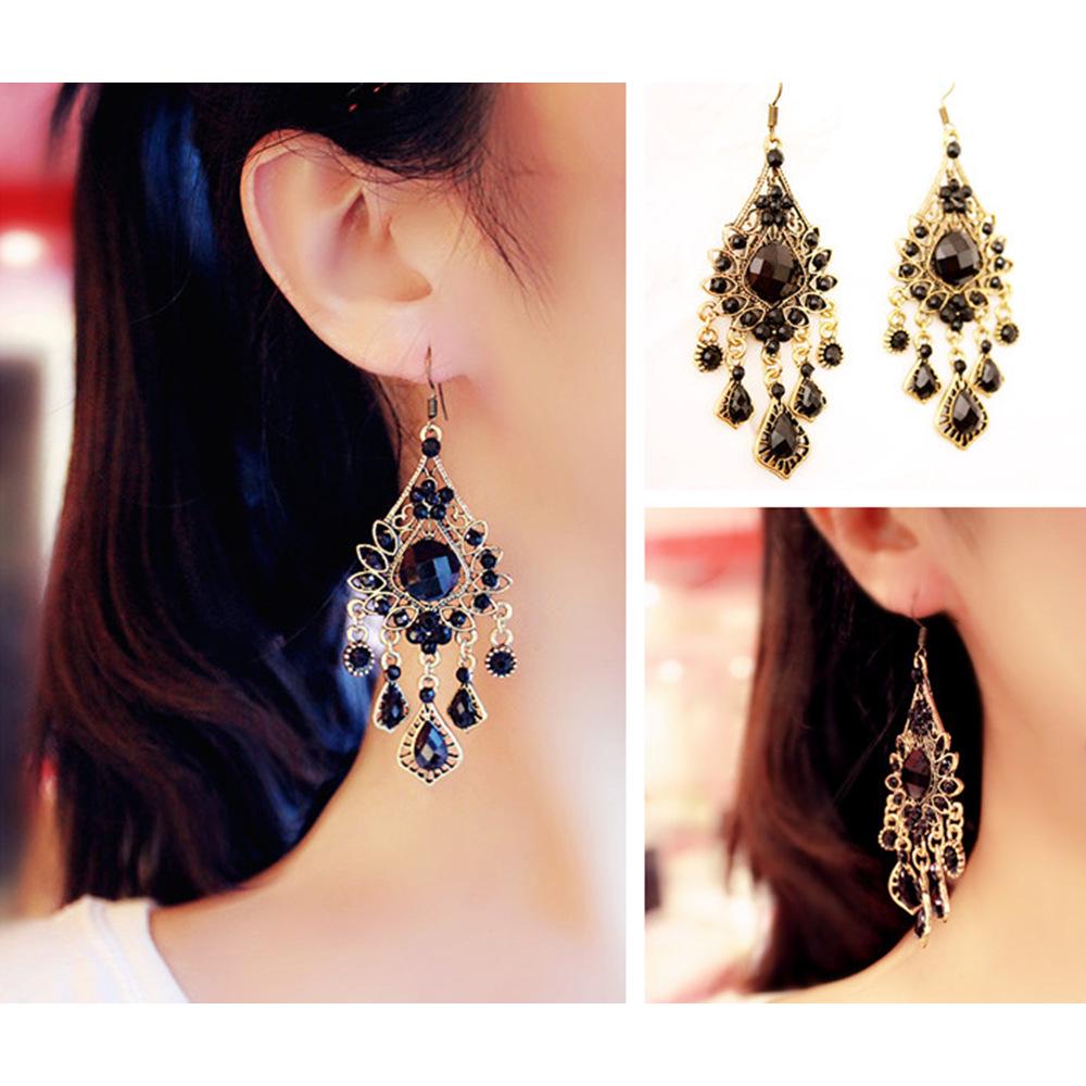 LUXY MOON Water Drop Turquoise Women Bohemian Vintage Earrings Exaggerated Long Earrings