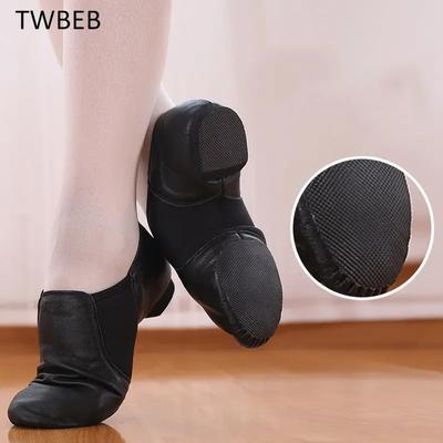 Dámské tenisky Jazz Slip Dámské Taneční boty z pravé kůže pro muže Dívčí měkké sportovní boty Dospělé Černá Hnědá Jazz Taneční boty