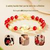 Women's Red Agate Peace Buckle 925 Silver Bracelet