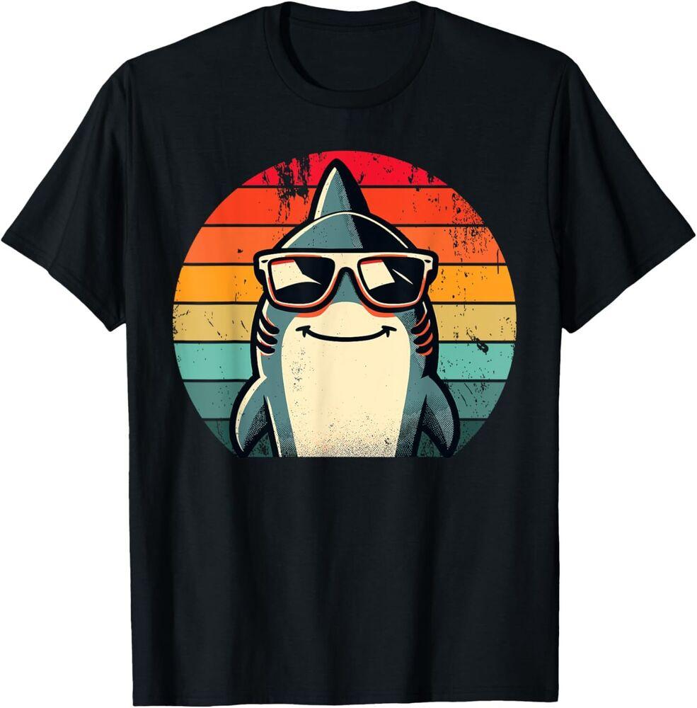 

NEW LIMITED Cool Retro Shark in Sunglasses 70s 80s 90s Funny Shark T-Shirt Unisex T-Shirt L