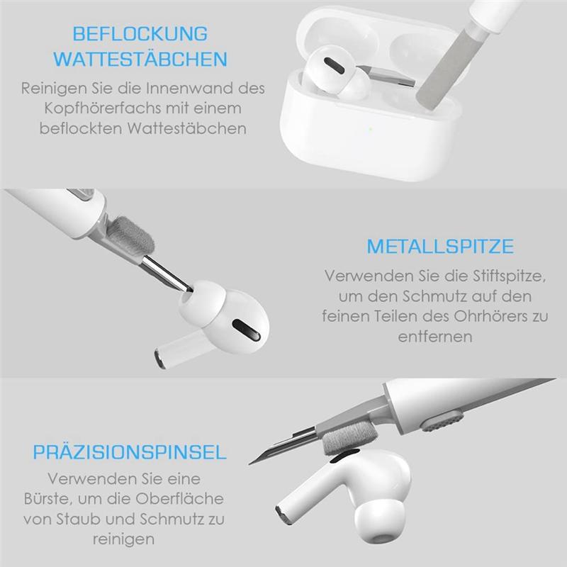 

AEE2-5Pcs Cleaner Kit For Pro 3 2 1 Bluetooth Earphones Cleaning Tool Durable Earbuds Case Clean Brush Pen белый