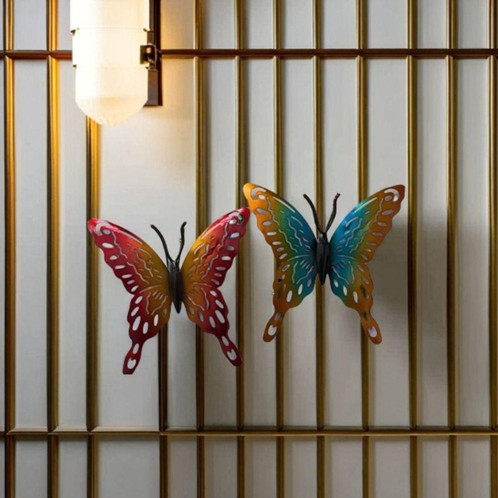 4Pcs Cute Butterfly Wall Art Hanging Creative Animal Statues Butterflies Sculpture Ornaments  Yard