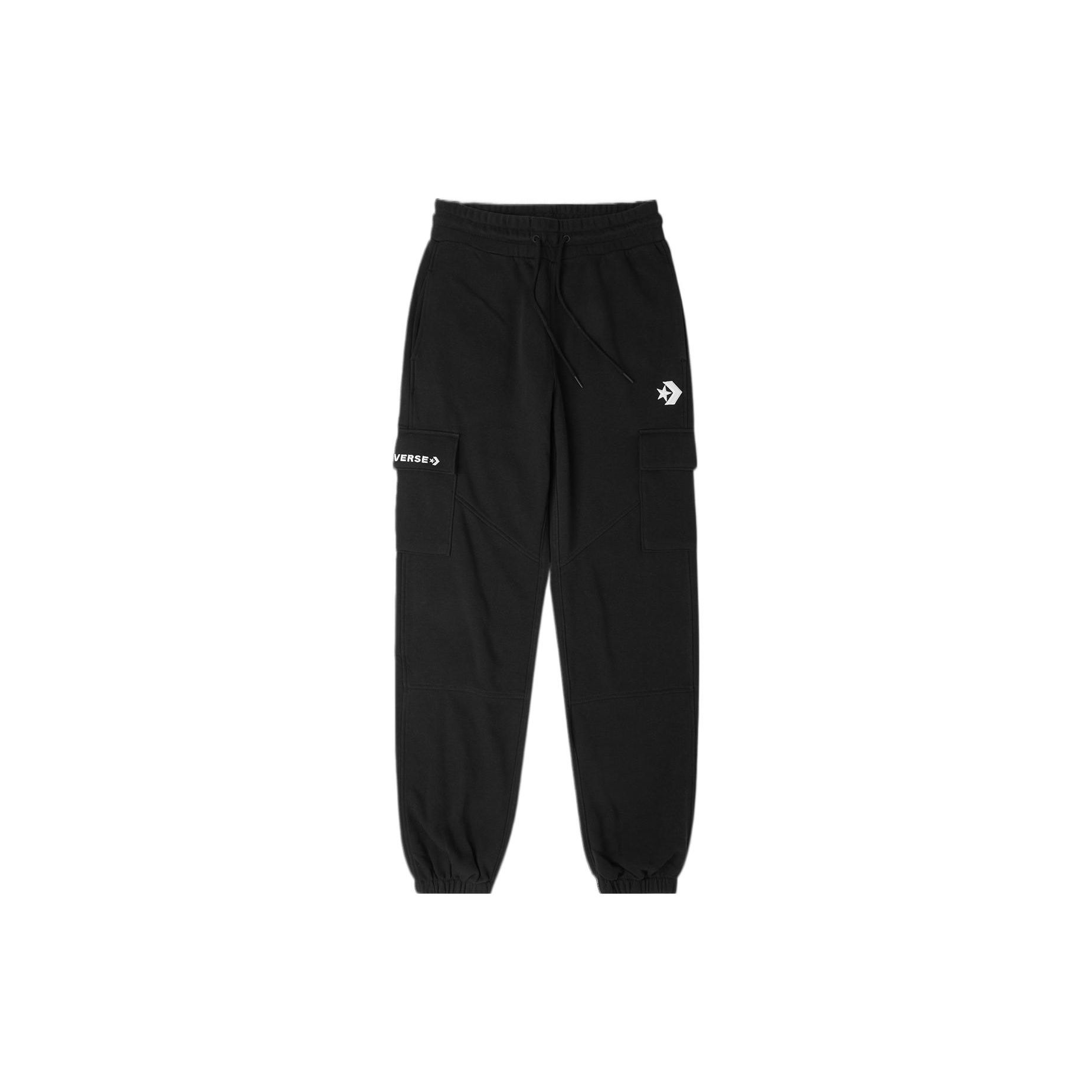 

Converse Solid Color Logo Спортивные штаны на шнурке Женские брюки Черные 10024529-A03
