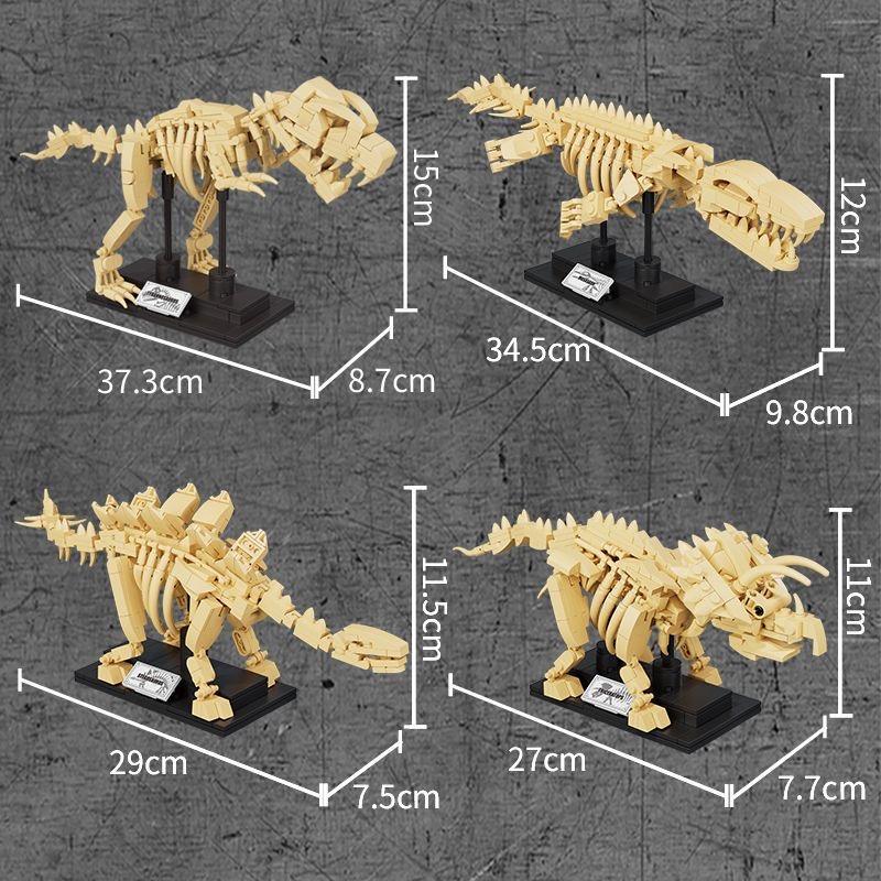 Dinosaur Skeleton Fossils Building Blocks Jurassic Park World Tyrannosaurus Rex Model Bricks Toys For Children Boy Gifts
