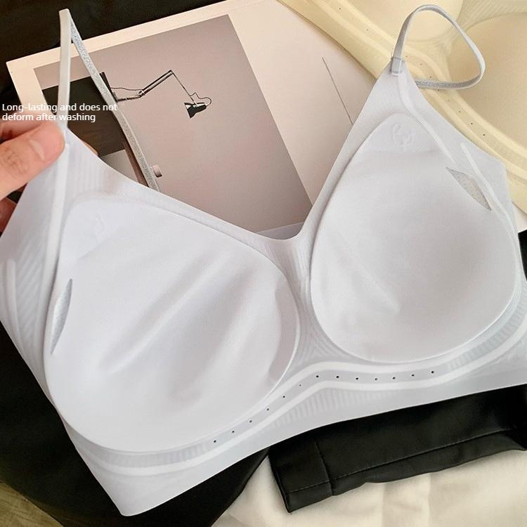 Women Summer Ultra Thin Thin Shoulder Belt Cool Feeling Without Trace Breathable Small Chest Gathers Beautiful Back Underwear