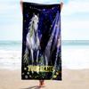 1PC Custom Name "Starry Night Horses" Beach Towel Highly Absorbent And Sand-Resistant Towel for Swimming, Pool, Yoga, And Travel Lightweight