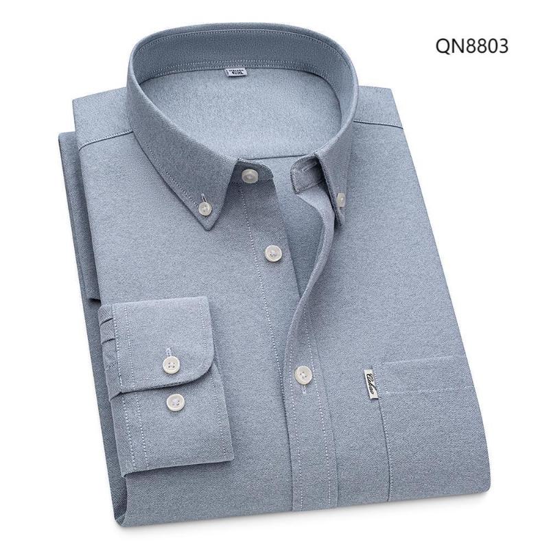 Spring and Autumn New Fashion Trend Pure Cotton Youth Fashion Versatile Oxford Solid Color Men's Long Sleeve White Work Shirt