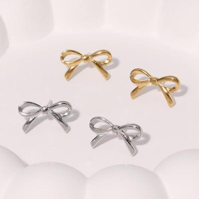 High-End Geometric Bow Stainless Steel Stud Earrings for Women
