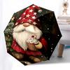 1 Stück Frohe Weihnachten Wichtel mit Cupcake, Automatisches Öffnungs- und Schließschirm, Tragbares 3-fach faltbares Design, 8-Speichen-Eisenrahmen, Outdoor-Schirm, Festliches Geschenk für Fans,