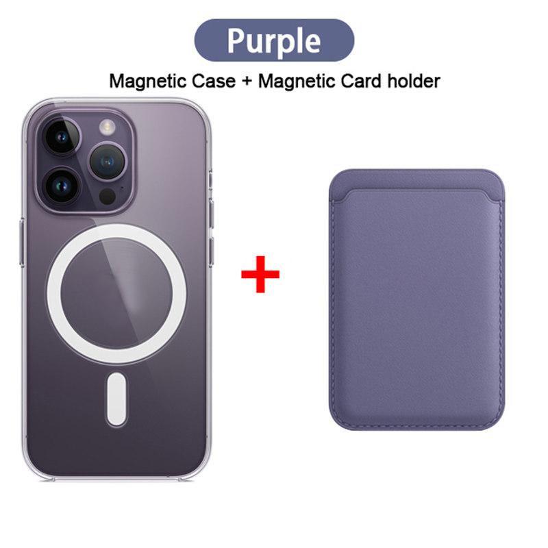 2in1 For Magsafe Card Holder Wallet Magnetic Case For iPhone 16 15 14 13 12 11 Pro XS Max X XR Wireless Charging Accessories